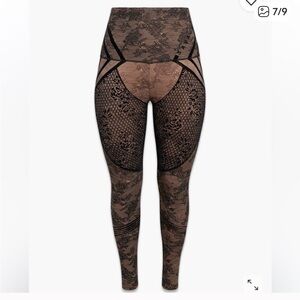 Savage X Fenty Black and Brown Leggings with Velvet Detailing